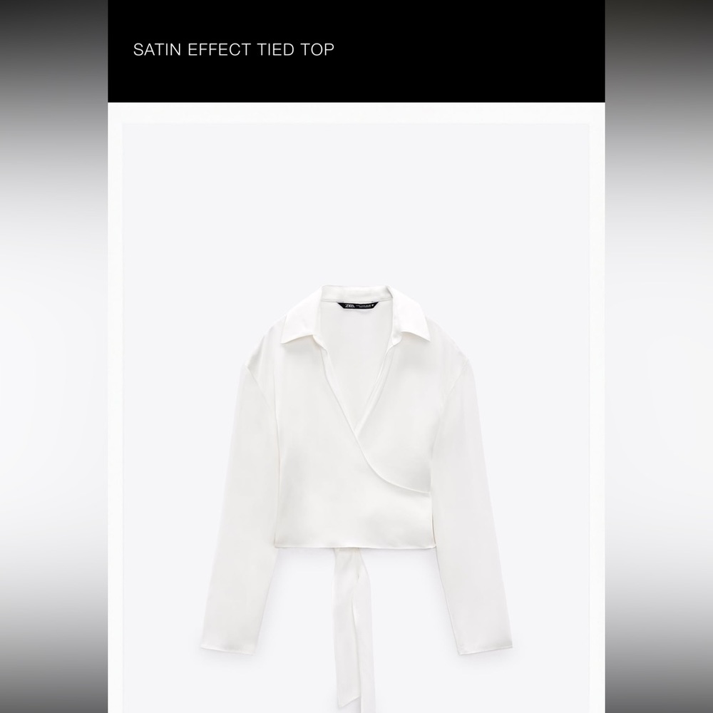 Zara Satin Effect Tied Top L White